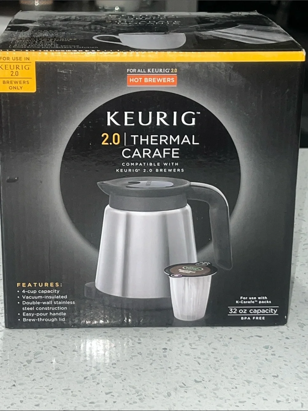 Keurig 2.0 Thermal Carafe 32oz Stainless Steel Coffee Pot - NEW